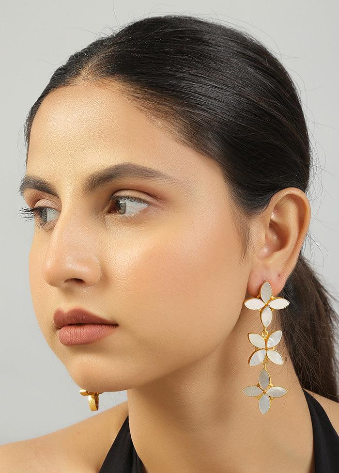 Golden Mother Of Pearl Earrings - Indian Silk House Agencies