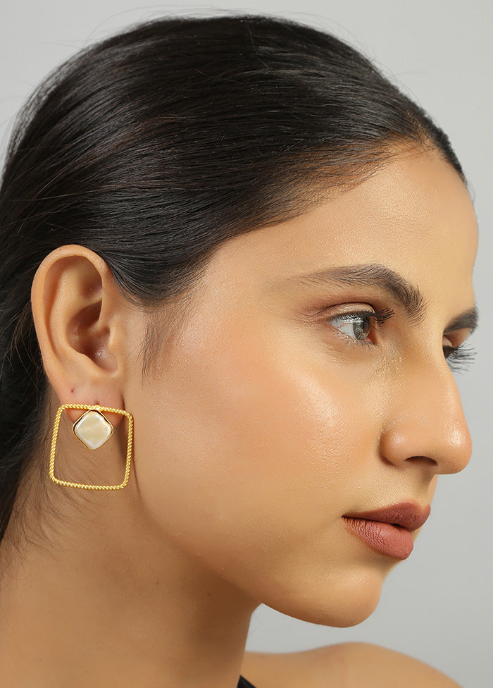 Golden Gold Plated Baroque Earrings - Indian Silk House Agencies