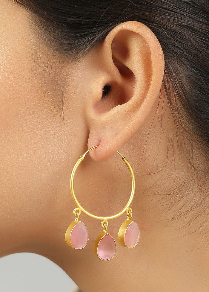 Golden Handcrafted Brass Hoop Earrings - Indian Silk House Agencies