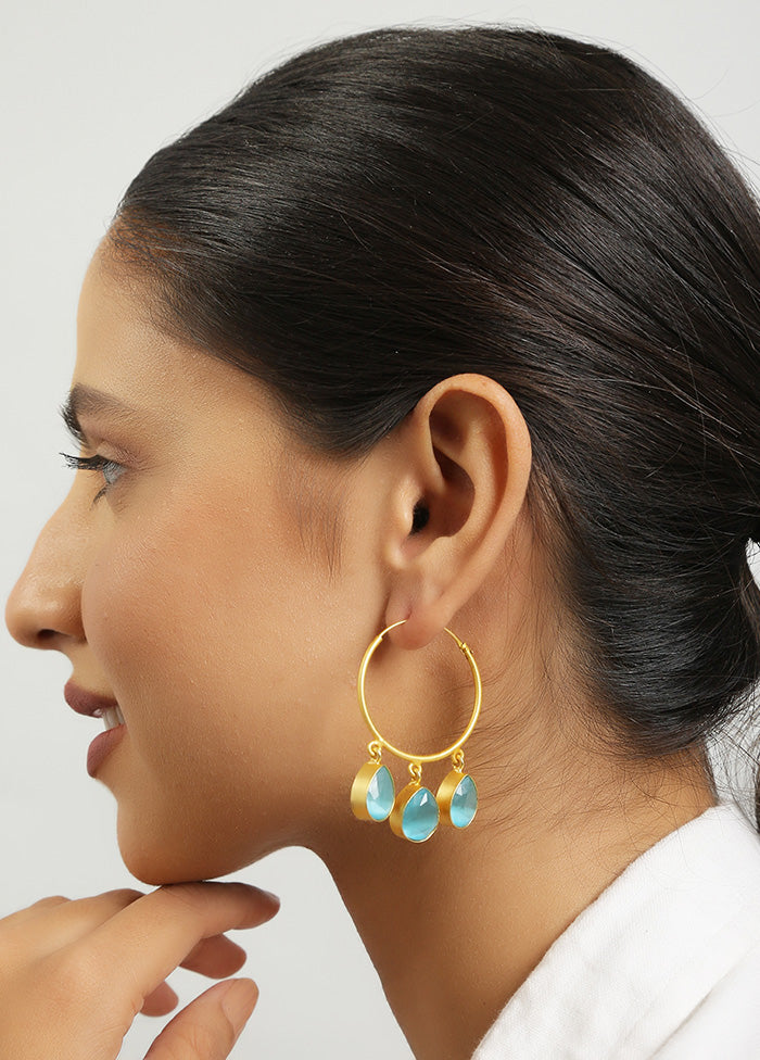 Golden Contemporary Gold Hoop Earrings - Indian Silk House Agencies