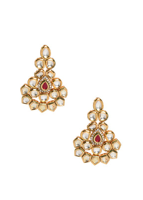 Handcrafted Kundan Studded Gold Toned Earring - Indian Silk House Agencies