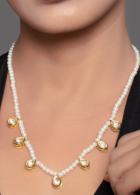 Pearl Beaded Kundan Embellished Necklace - Indian Silk House Agencies