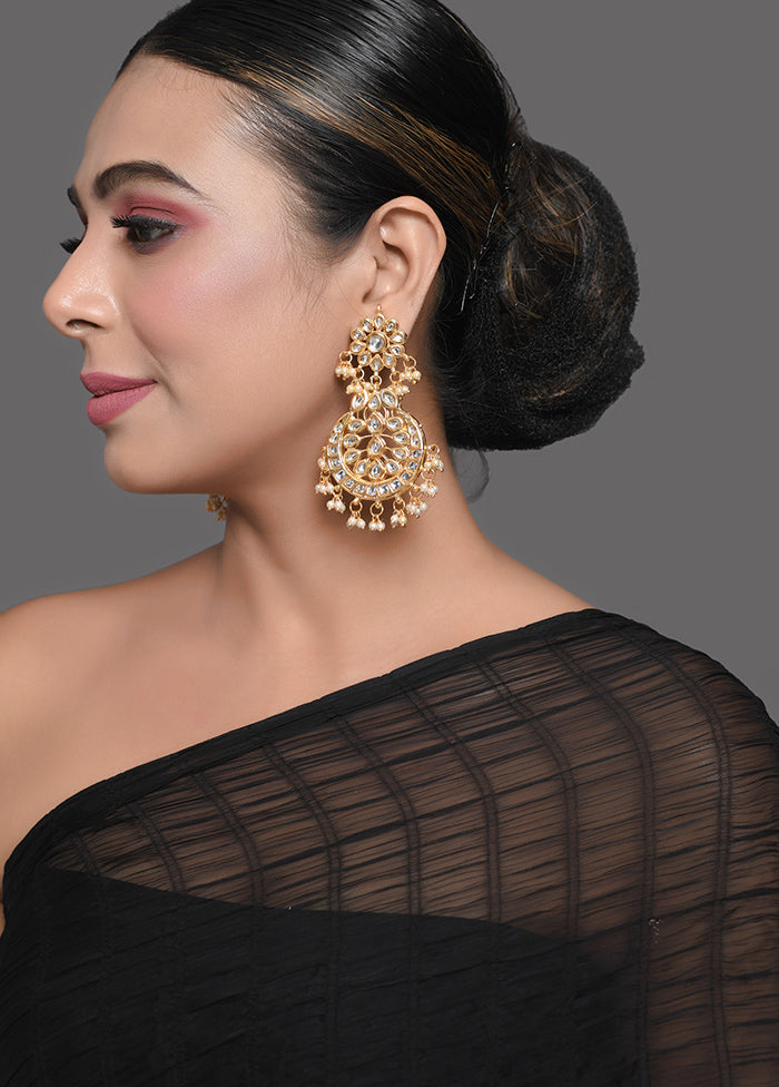 Gold Toned Kundan Crescent Shaped Earring - Indian Silk House Agencies