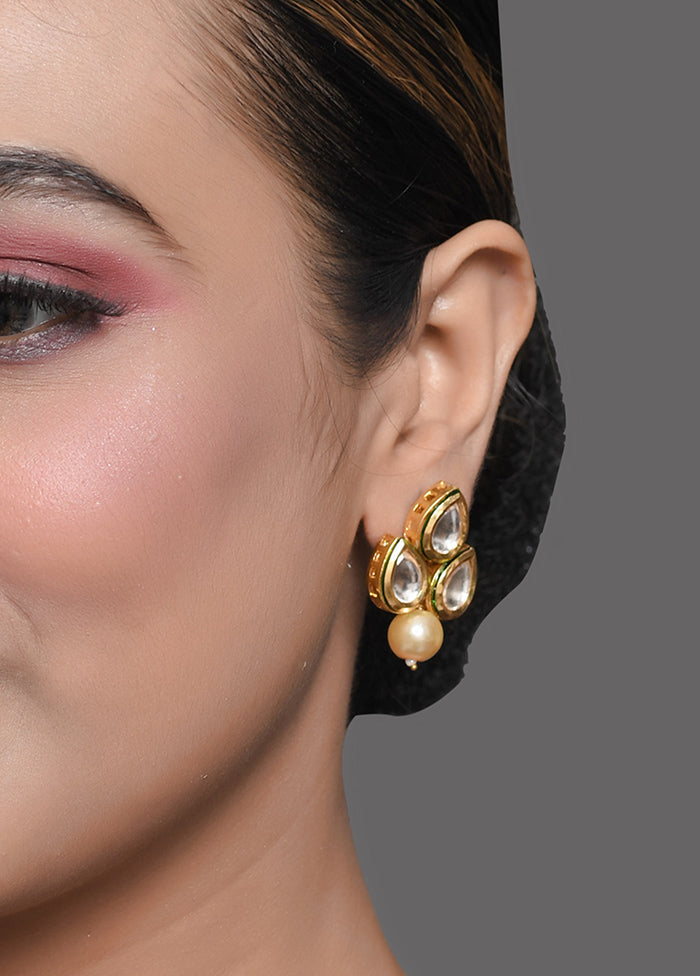 Gold Toned Kundan Earrings With Pearls - Indian Silk House Agencies