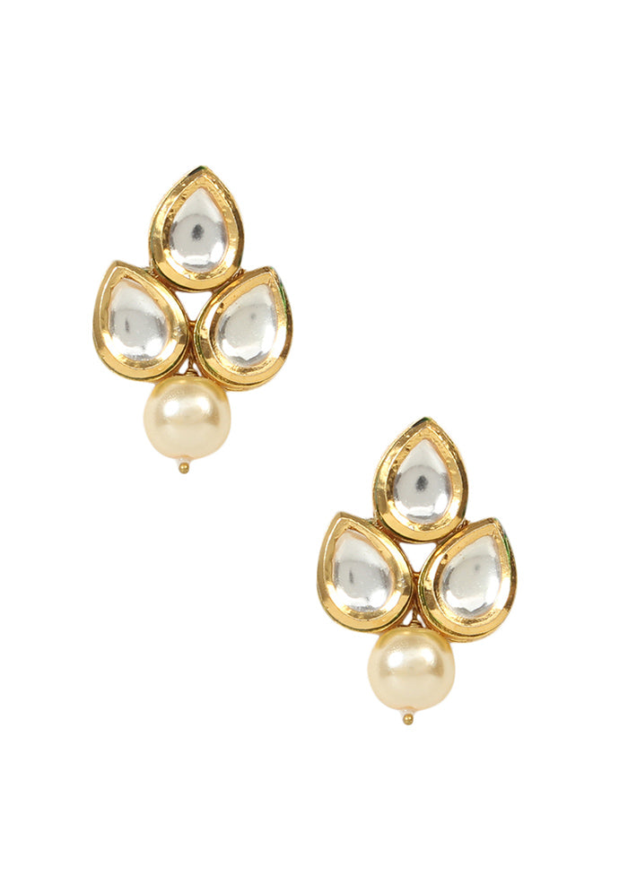 Gold Toned Kundan Earrings With Pearls - Indian Silk House Agencies