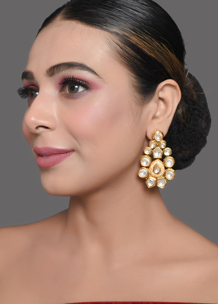 Classic Gold Tone Kundan Earrings - Indian Silk House Agencies