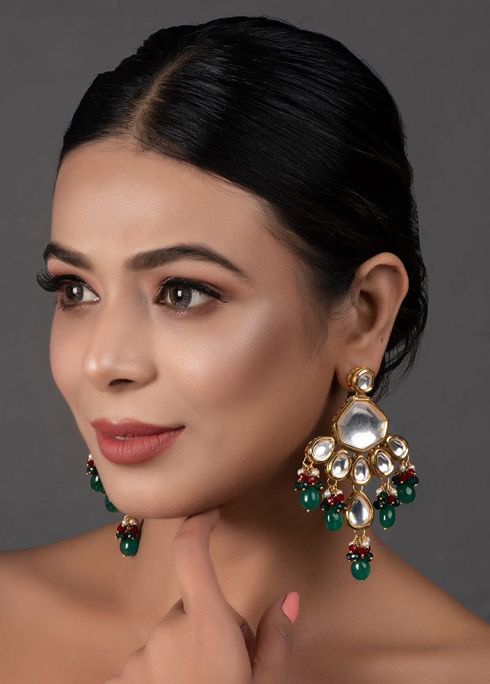 Handcrafted Emerald Ruby Gold Tone Kundan Earrings - Indian Silk House Agencies