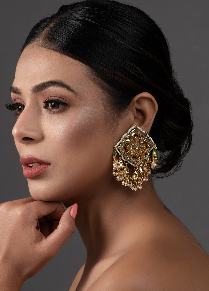 Handcrafted Gold Tone Kundan Earrings - Indian Silk House Agencies