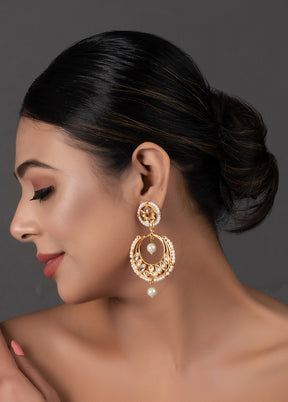 Pearl Beaded Kundan Drop Earrings - Indian Silk House Agencies