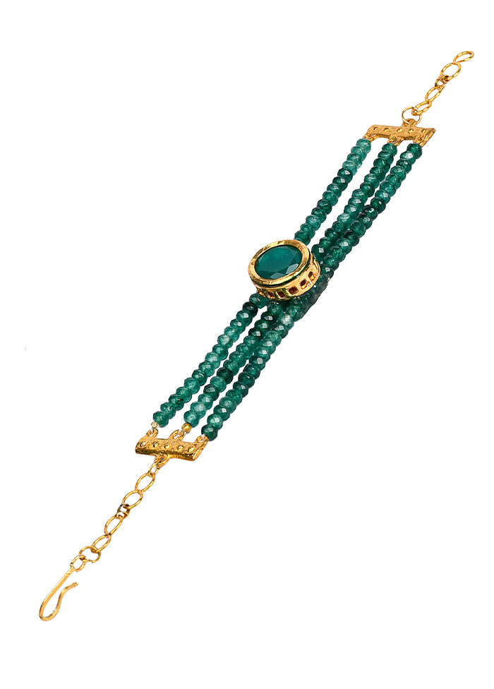 Green Gold Toned Kundan Bracelet - Indian Silk House Agencies