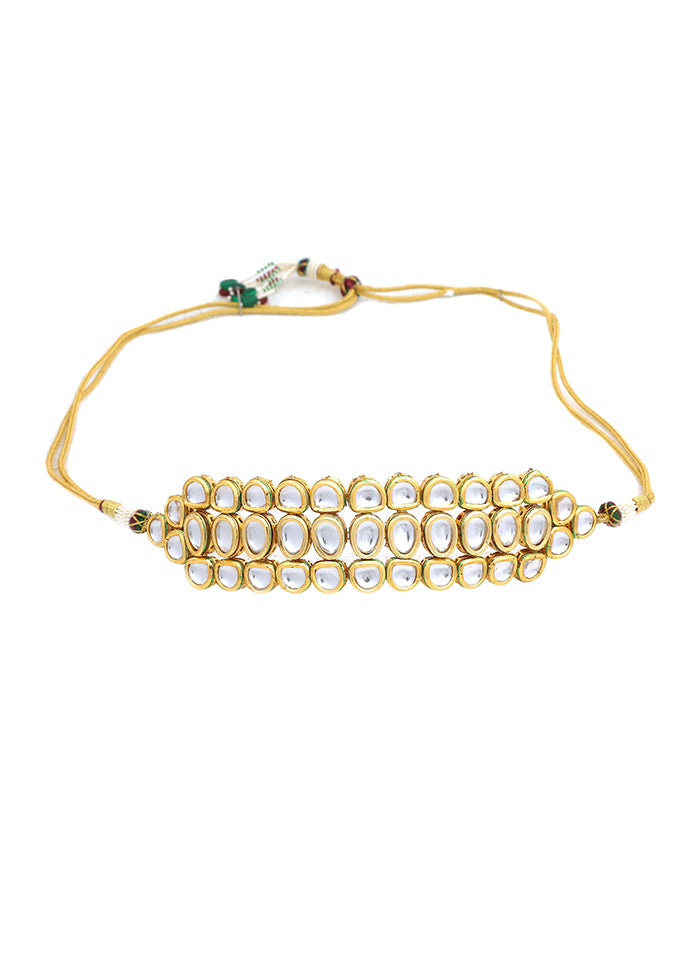 Golden Kundan Work Copper And Alloy Necklace - Indian Silk House Agencies