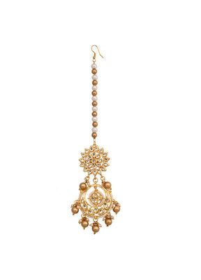 Gold Tone Kundan Handcrafted Maang Tikka - Indian Silk House Agencies