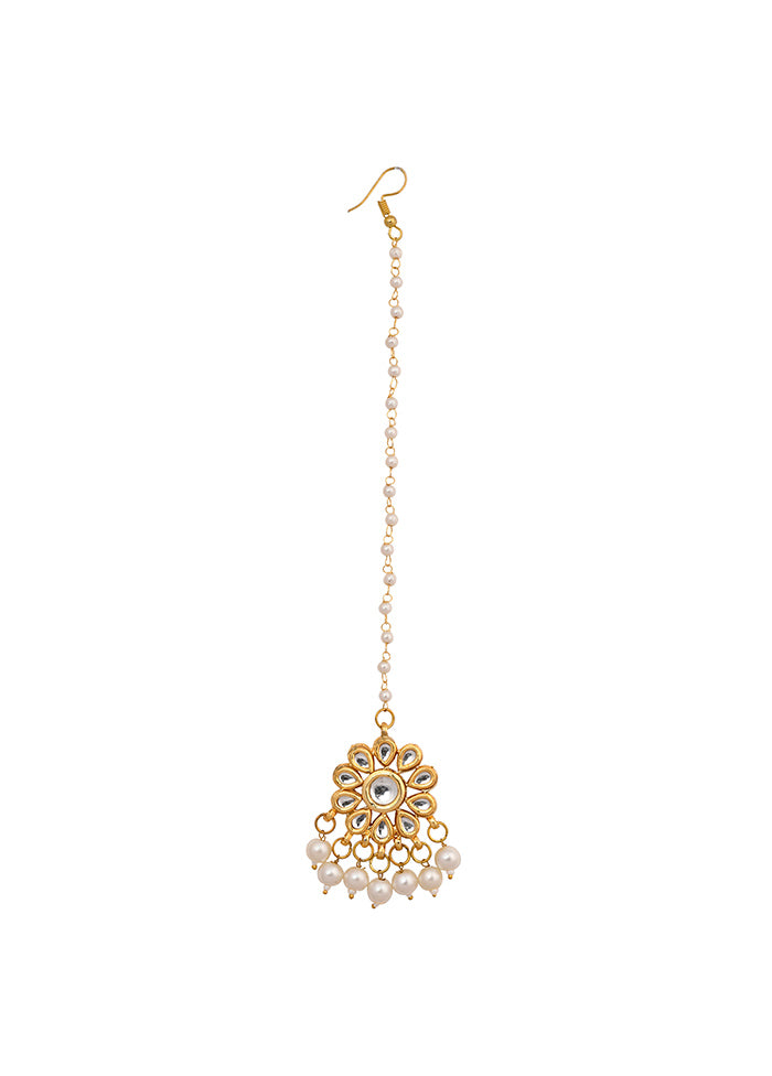 Gold Tone Kundan Maang Tikka With Pearls - Indian Silk House Agencies