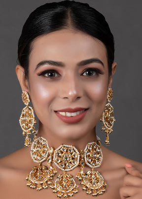 Kundan Inspired Pearl Necklace With Earrings - Indian Silk House Agencies