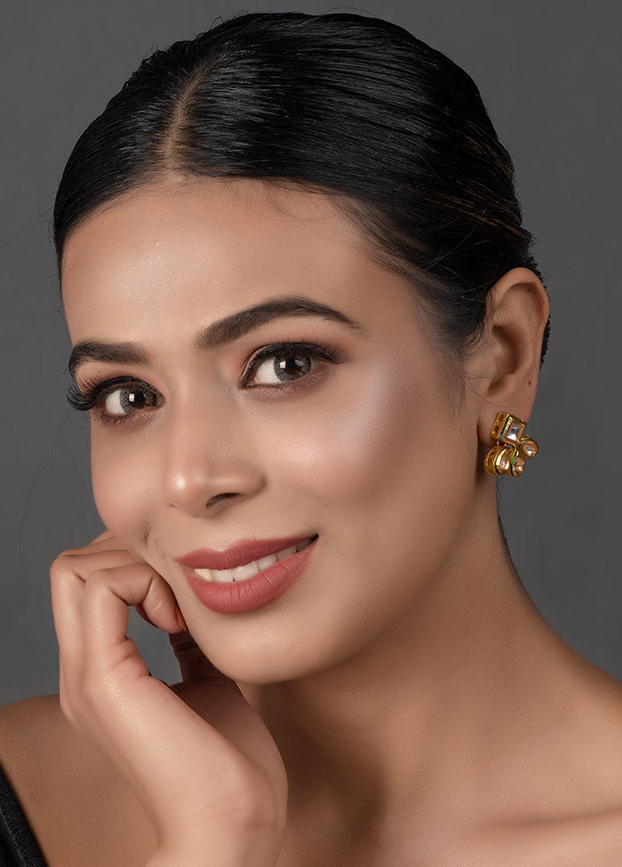 Gold Tone Kundan Inspired Earrings - Indian Silk House Agencies