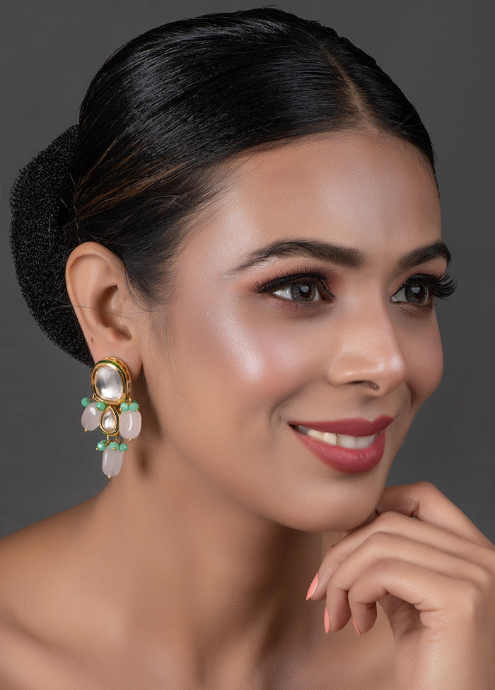 Kundan Earrings With Pastel Beads - Indian Silk House Agencies
