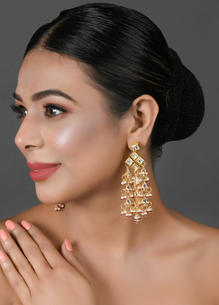 Kundan Drop Tassled Earrings - Indian Silk House Agencies