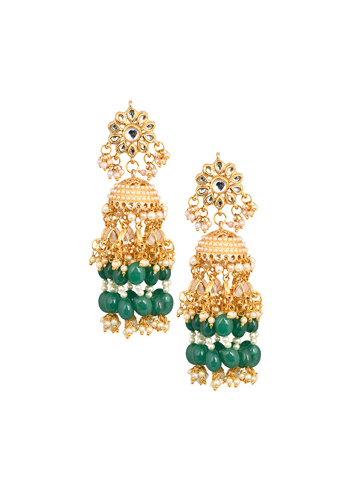 Emerald And Pearl Beaded Jhumki - Indian Silk House Agencies