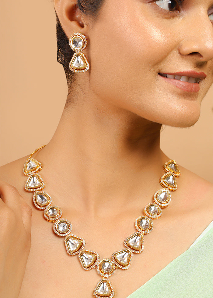 Gold Toned Kundan Polki Necklace Set - Indian Silk House Agencies