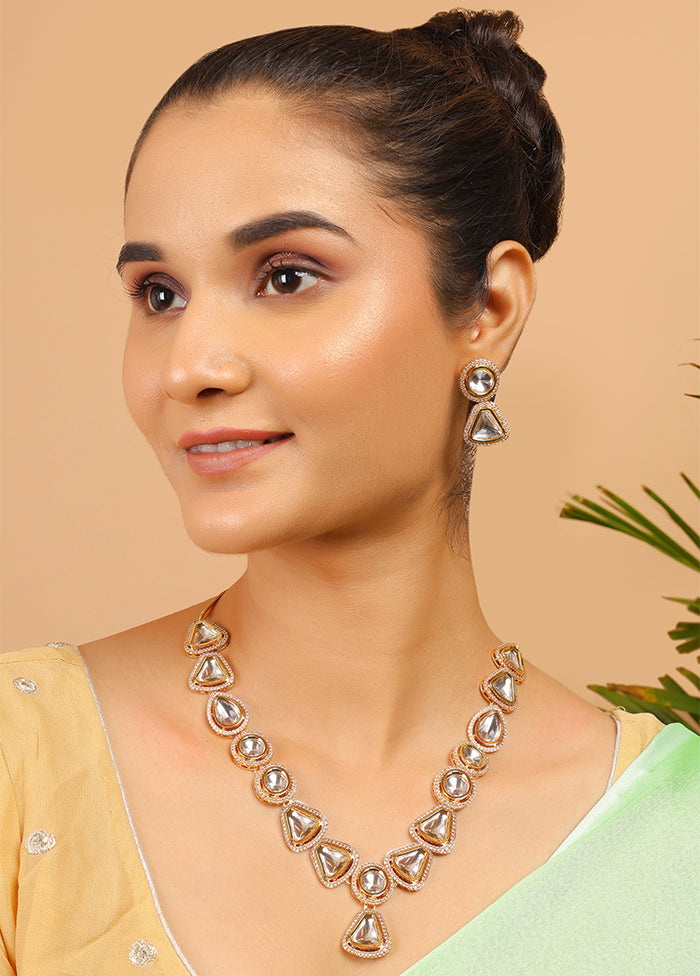 Gold Toned Kundan Polki Necklace Set - Indian Silk House Agencies