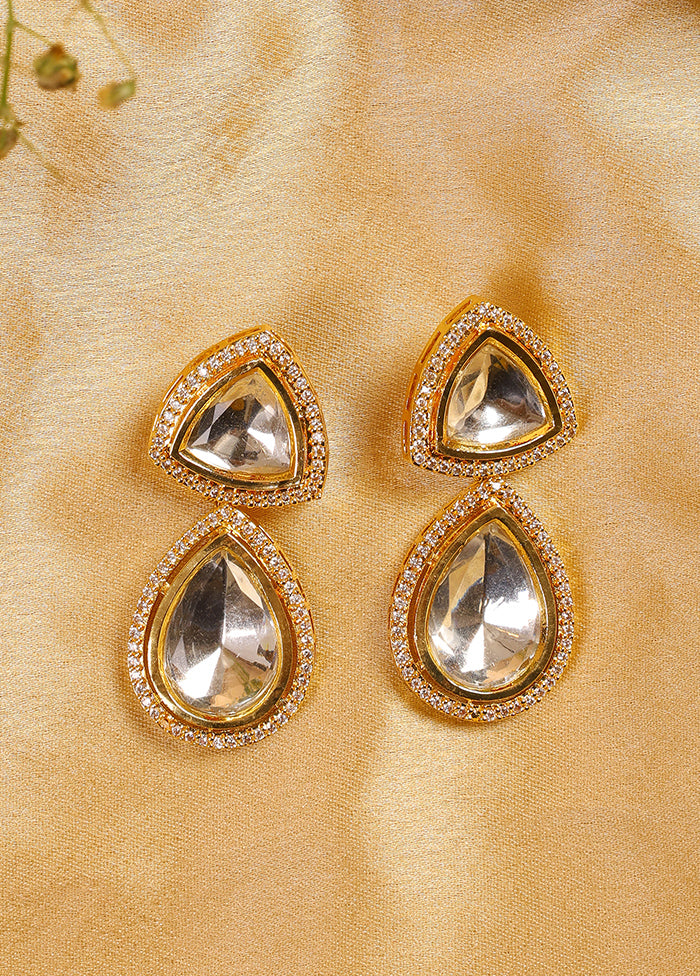 Handcrafted Triangular Kundan Polki Drop Earrings - Indian Silk House Agencies