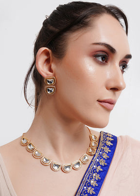 Gold Toned Kundan Polki Necklace Set - Indian Silk House Agencies