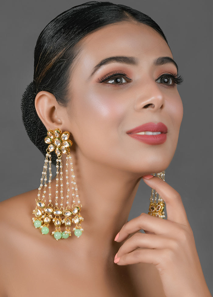 Kundan Pearl Chain Earrings - Indian Silk House Agencies