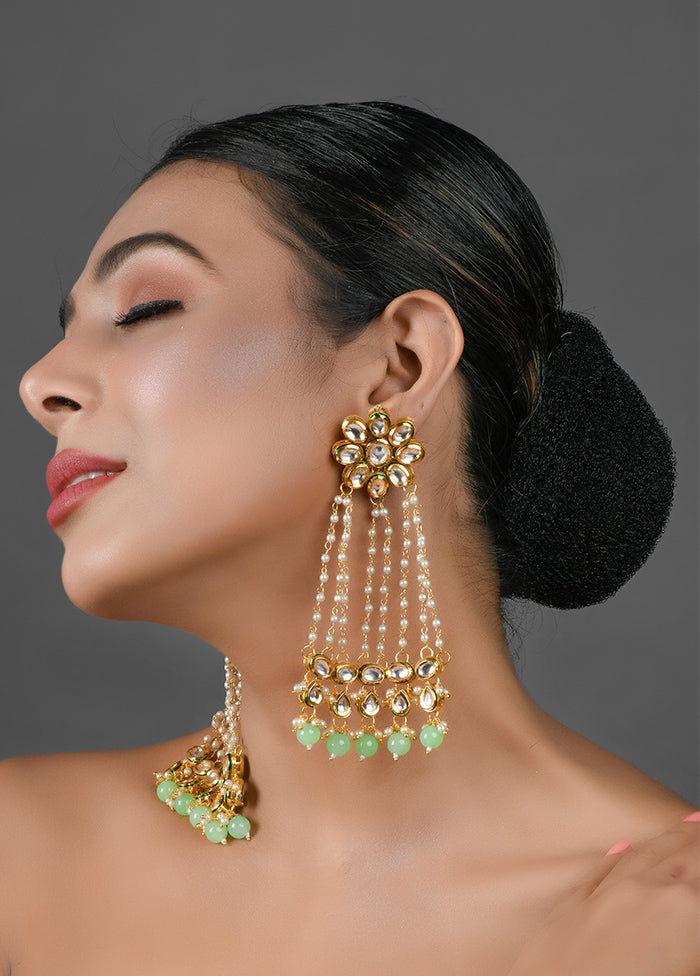 Kundan Pearl Chain Earrings - Indian Silk House Agencies