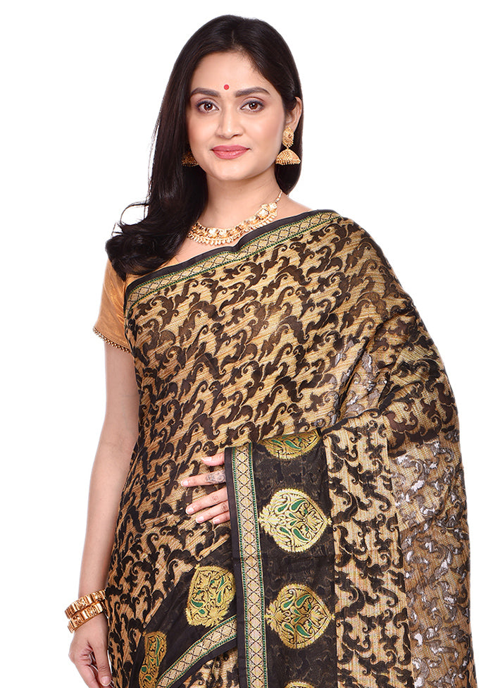 Black Cotton Saree With Blouse Piece