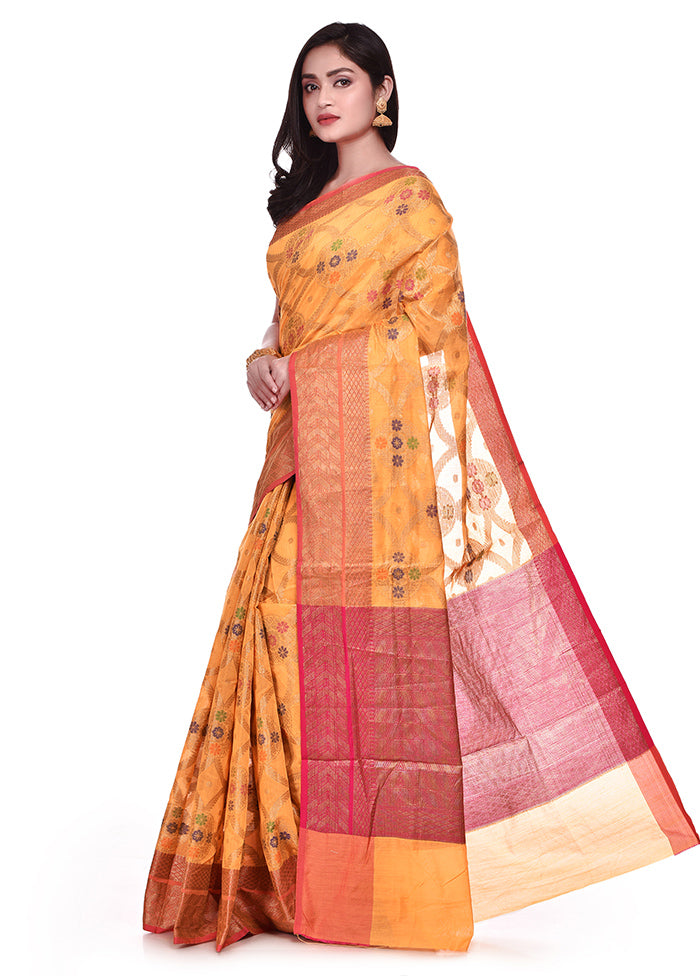 Golden Cotton Saree With Blouse Piece