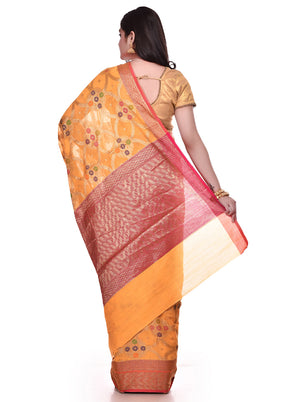 Golden Cotton Saree With Blouse Piece