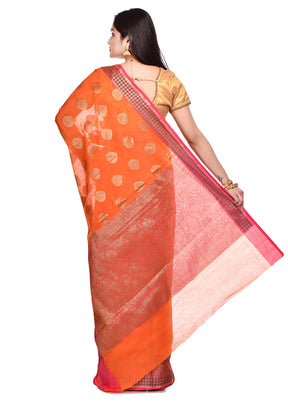 Orange Cotton Saree With Blouse Piece - Indian Silk House Agencies