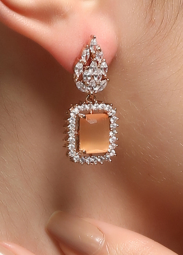 Orange Plated American Diamond Stud Earrings - Indian Silk House Agencies