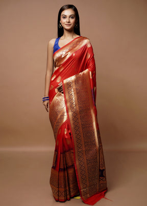 Pink Dupion Silk Saree With Blouse Piece