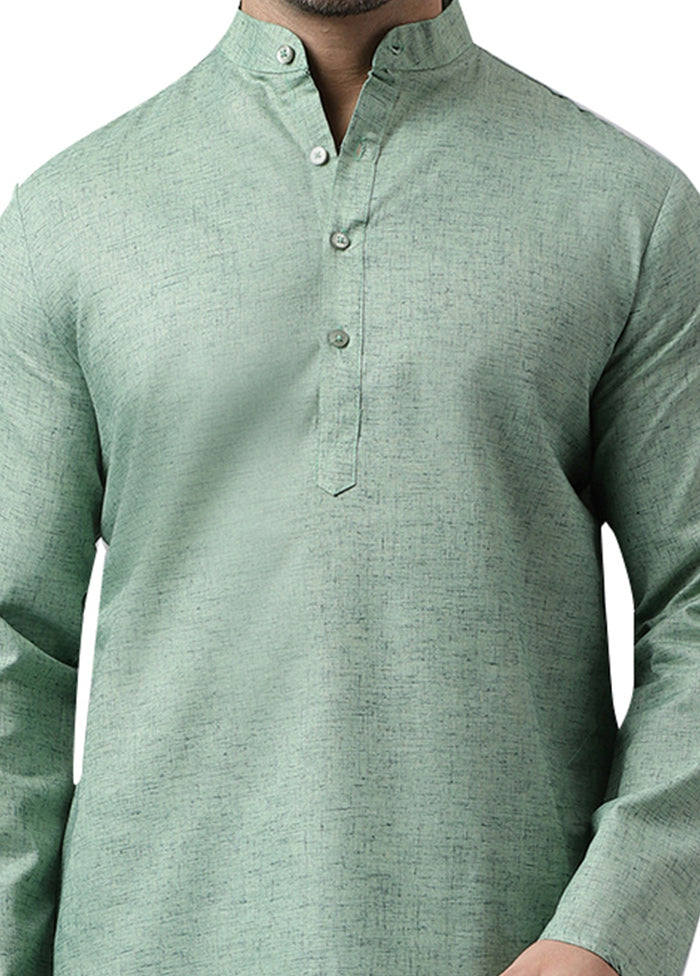 Green Cotton Solid Kurta