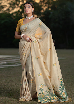 Yellow Silk Saree With Blouse Piece - Indian Silk House Agencies