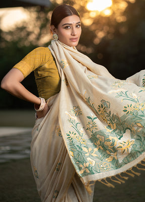 Yellow Silk Saree With Blouse Piece - Indian Silk House Agencies