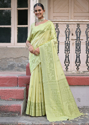 Mehendi Dupion Silk Saree With Blouse Piece