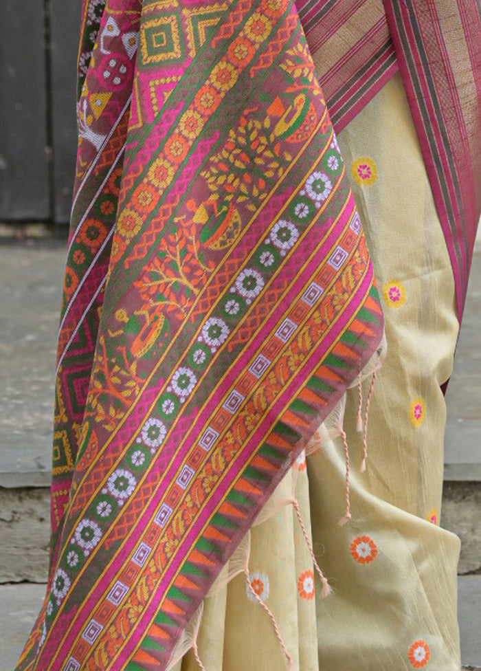 Chiku Dupion Silk Saree With Blouse Piece