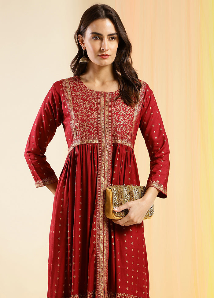 Maroon Readymade Viscose Dress - Indian Silk House Agencies