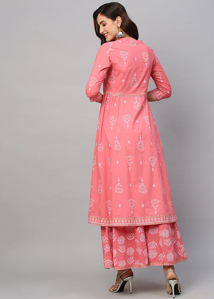 2 Pc Pink Pure Readymade Cotton Anarkali Kurti Set VDHFA05072062 - Indian Silk House Agencies