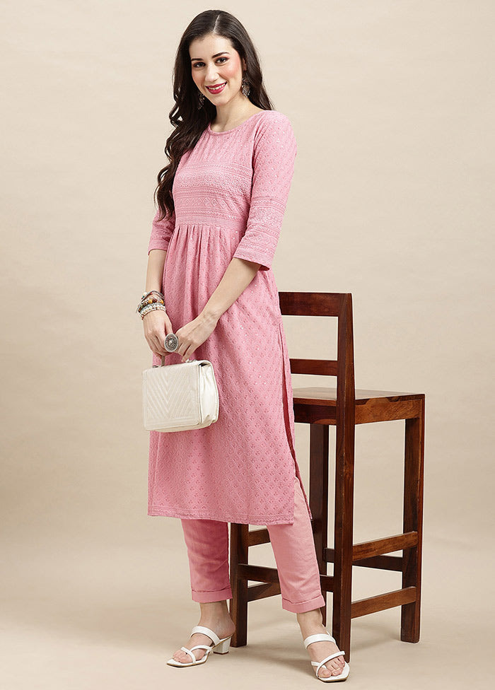 Pink Readymade Rayon Kurti VDHFA05072040 - Indian Silk House Agencies