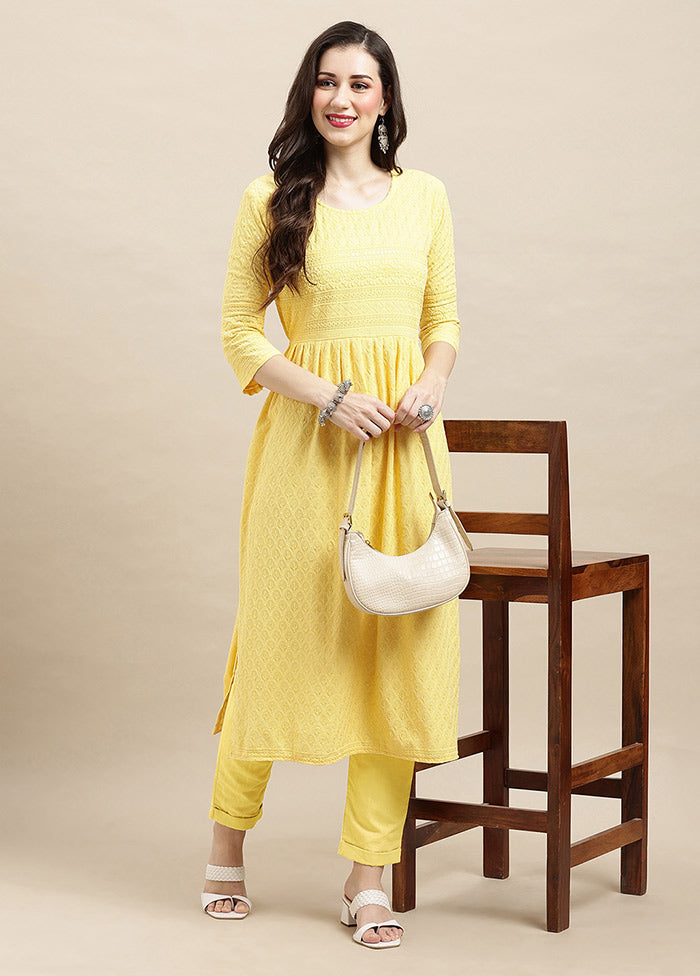 Yellow Readymade Rayon Kurti VDHFA05072041 - Indian Silk House Agencies
