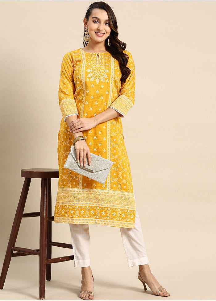 Yellow Readymade Cotton Kurti VDHFA05072056 - Indian Silk House Agencies