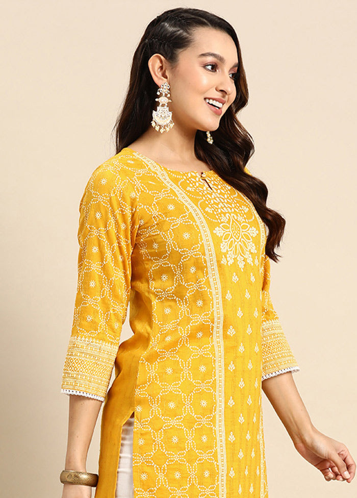 Yellow Readymade Cotton Kurti VDHFA05072056 - Indian Silk House Agencies