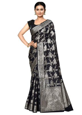 Black Georgette Saree With Blouse Piece