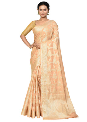 Cream Georgette Saree With Blouse Piece