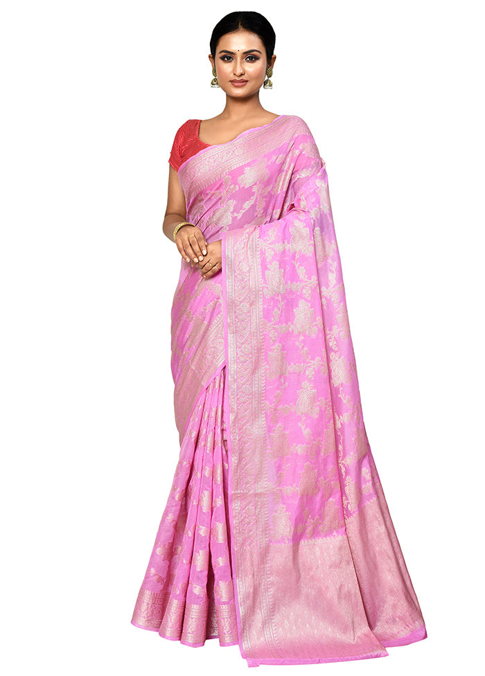 Pink Georgette Saree With Blouse Piece