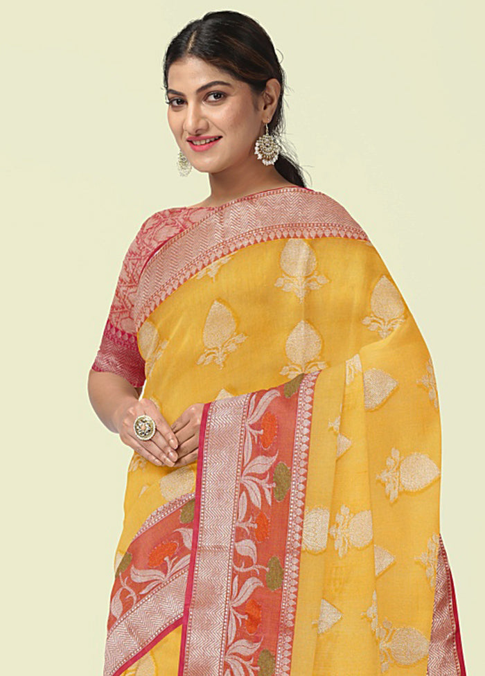 Gold Cotton Zari Saree Without Blouse Piece - Indian Silk House Agencies