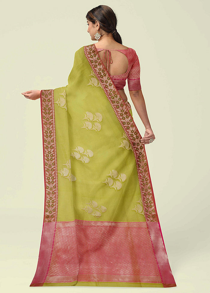Green Cotton Zari Saree Without Blouse Piece - Indian Silk House Agencies